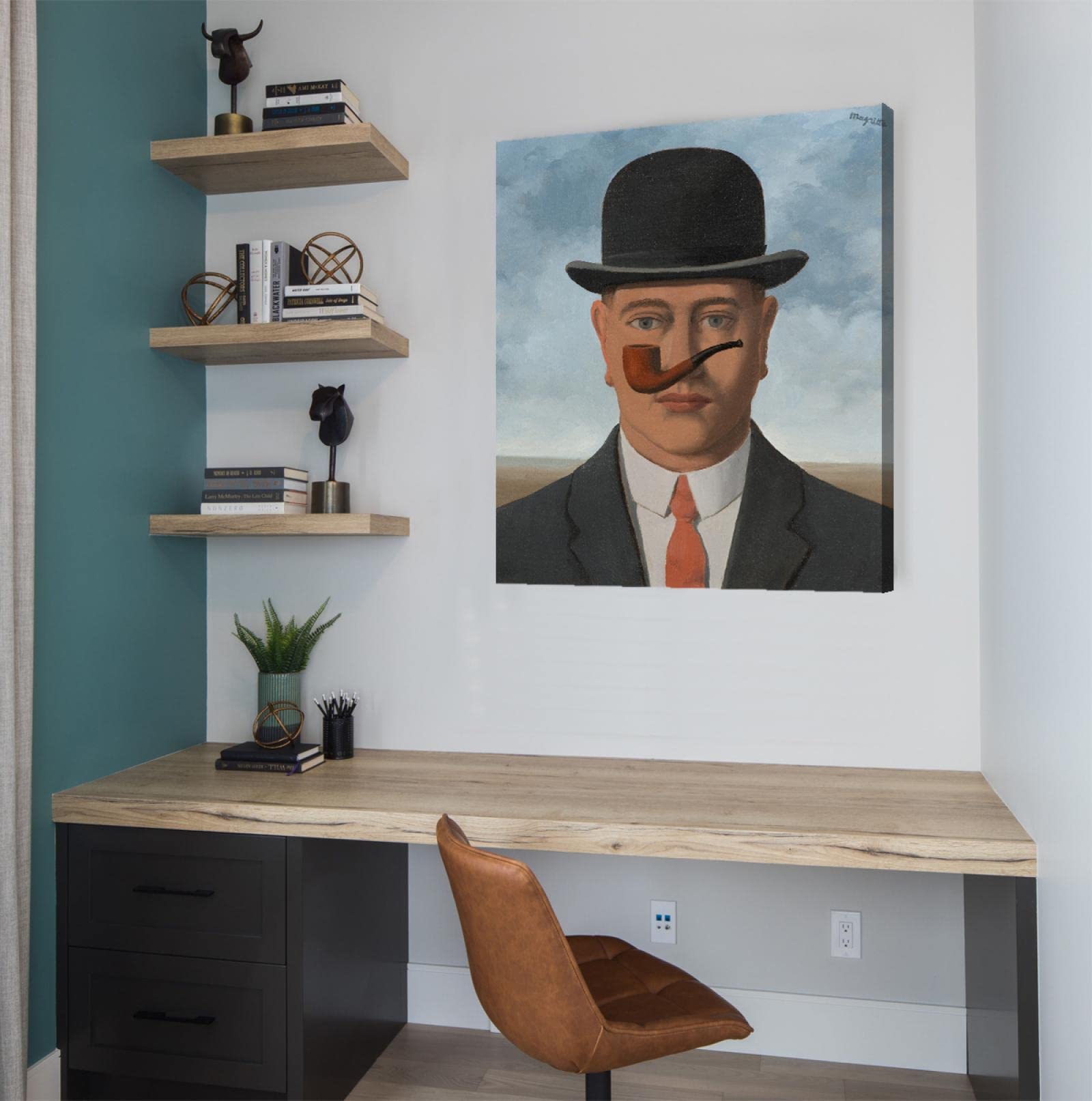 Deertweet Home Rene Magritte Surrealismo Arte da parete Stampe Dipinti su tela in buona fede Poster astratti per Arredamento Soggiorno Decorazione bagno 55x40cm Cornice interna