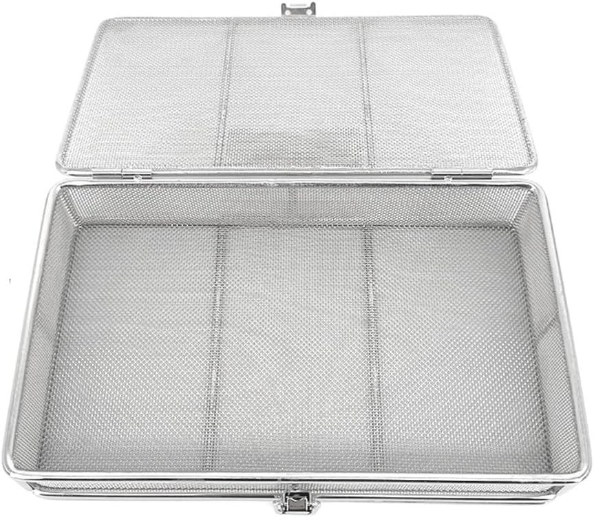 cestelli di sterilizzazione a rete Cestello in rete forata, sterilizzazione dispositivo medico con coperchio, in acciaio inox(8 * 8 * 5cm)