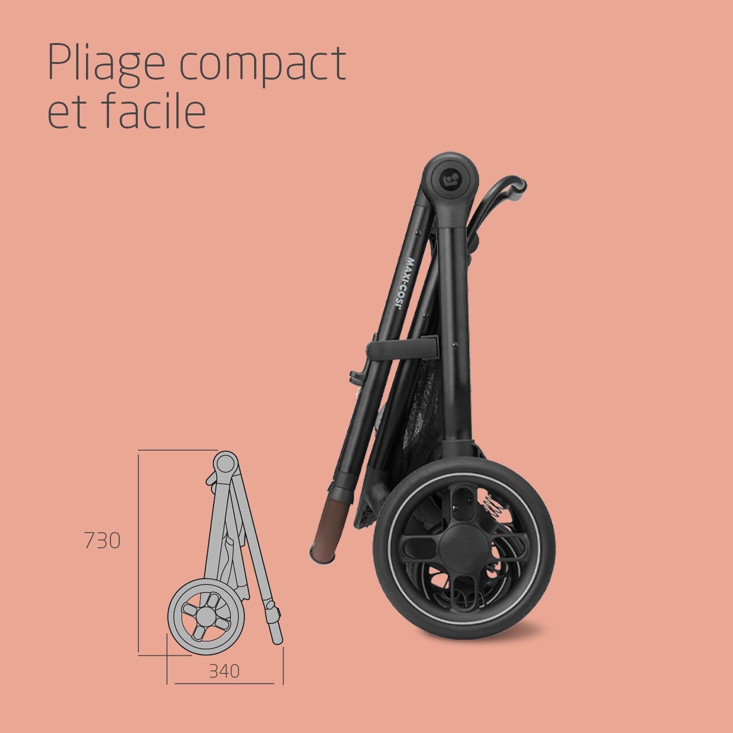 Maxi-Cosi Zelia S Trio Poussette 3 en 1, 0 à 4 Ans, Jusqu'à 22 kg, Poussette Bébé Pliable, Compacte et Inclinable, avec Siège Auto Bébé CabrioFix S i-Size, Accessoires, Sac à Langer, Gris
