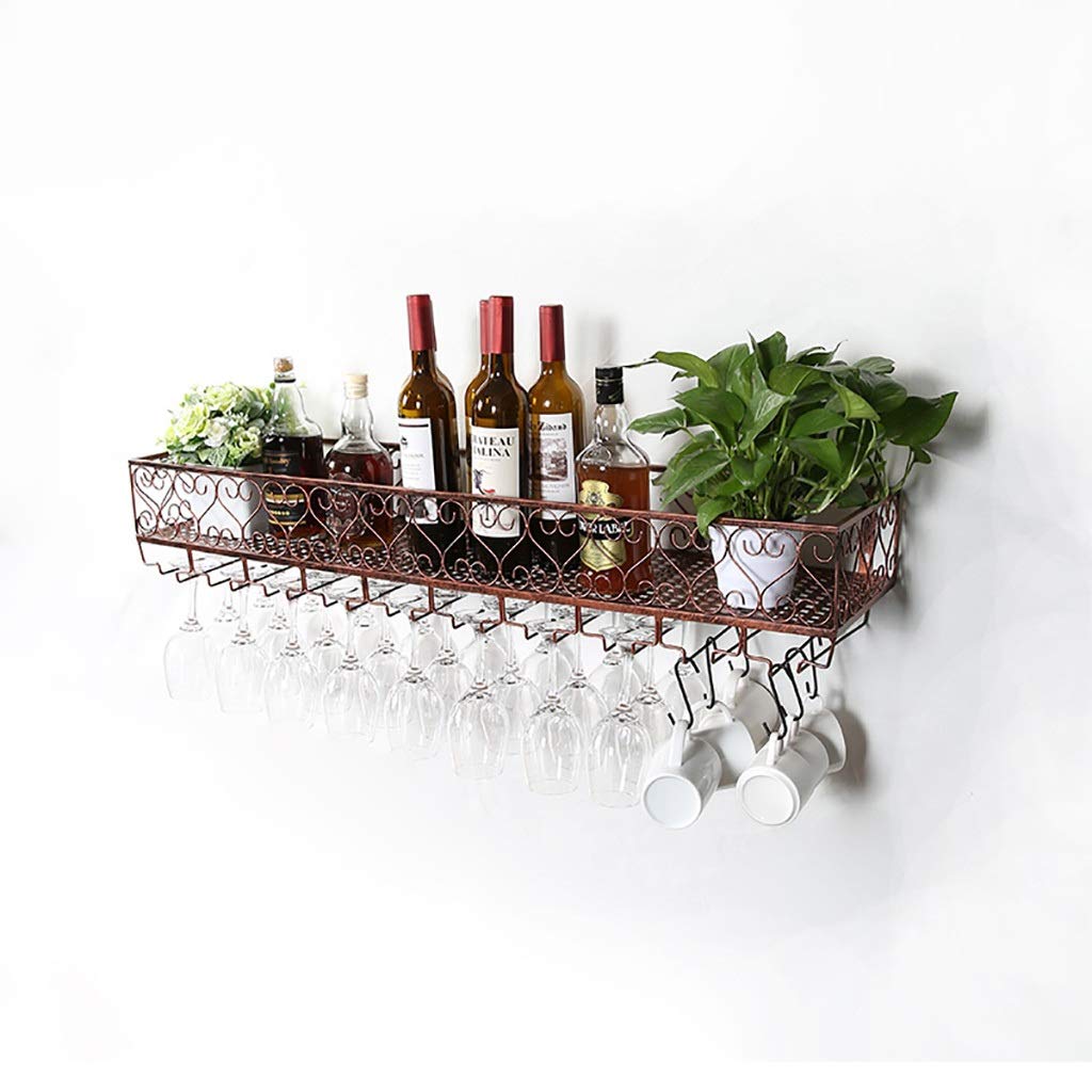 Casier à vin en métal et fer noir avec porte-verre suspendu de 120cm