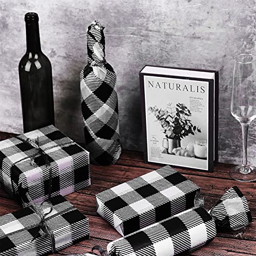 Kavoc 60 Sheets 20 X 20 Inch Buffalo Plaid Tissue Gift Wrap Tissue Christmas Wrapping Paper Rustic Art Holiday Wrapping Paper For Halloween Wrapping Diy Crafts(Black White) #TOP2