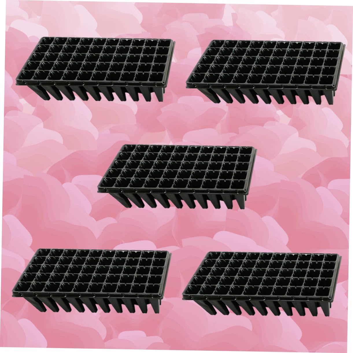 Plateau de Germination en Plastique Lot de 5 50 Alvéoles pour Jardinage et Bac à Plantes Ventilé Retrait Facile pour Semis et Propagation