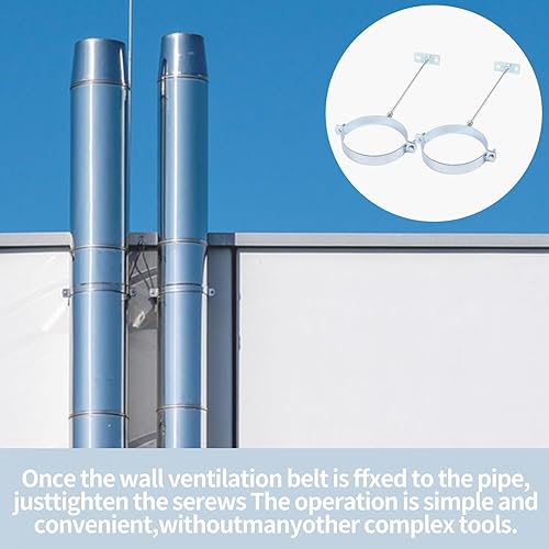 Miniatura 7 de 2 soportes de tubo de chimenea de 10 pulgadas, soporte de pared para tubo de chimenea, colgador de tubo de estufa, correa de pared de ventilación B,