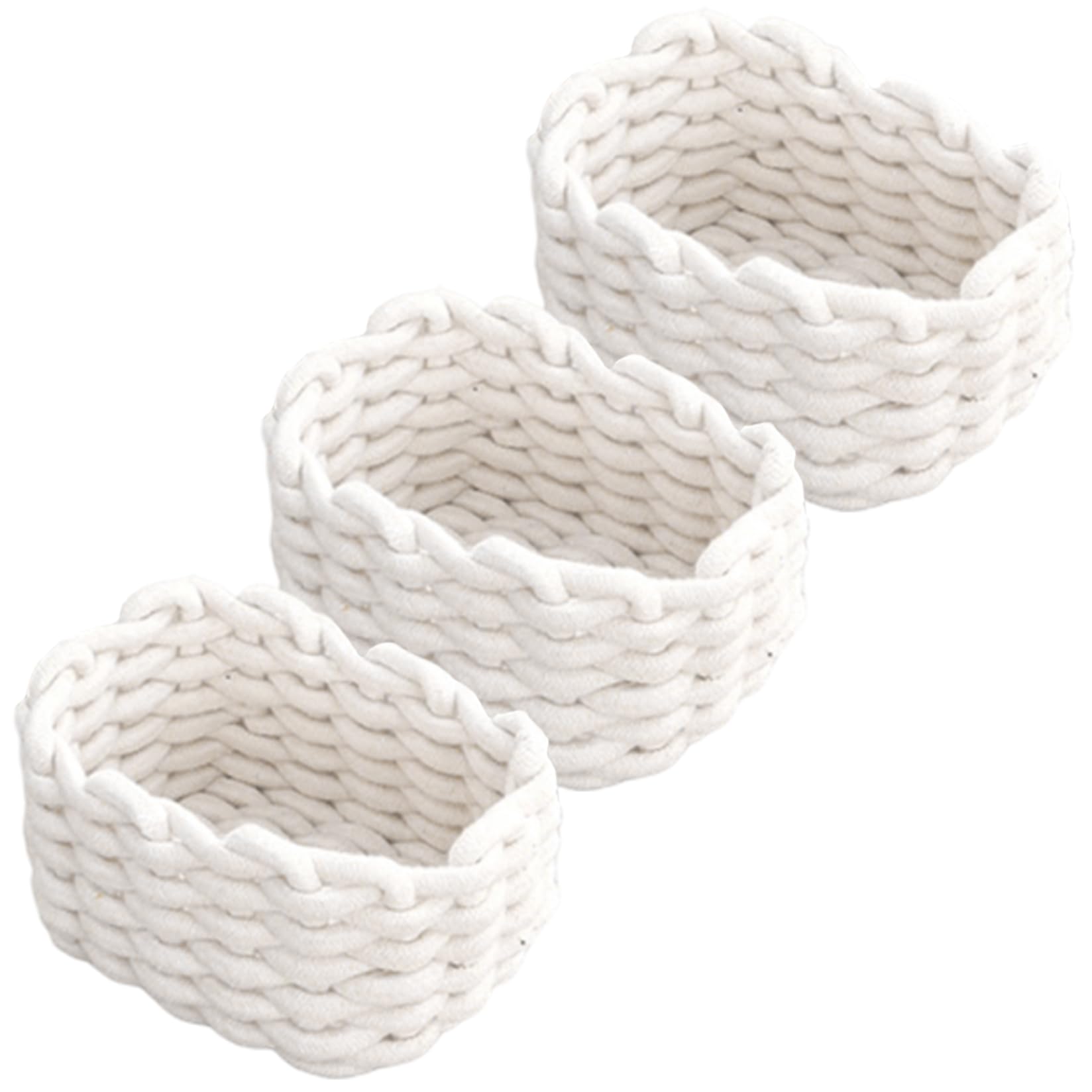 Panier rangement blanc décoratif en coton naturel fait main
