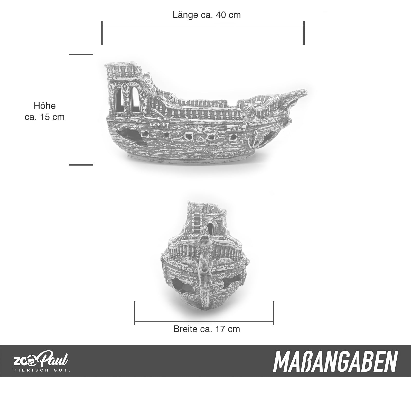 ZooPaul Sprudel Set Keramik Deko und Pumpe + Zubehör Dekoration Aquarium Terrarium XL Schiff Schiffswrack