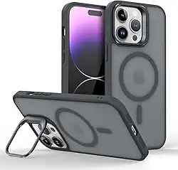 Capinha Capa Case tecnológica Premium Para iPhone 16 Pro de 6,3 Polegadas - Anti impacto e proteção para câmeras com suporte retrátil e acabamento Micro-Mate Fosco (PRETO MICRO-MATE)