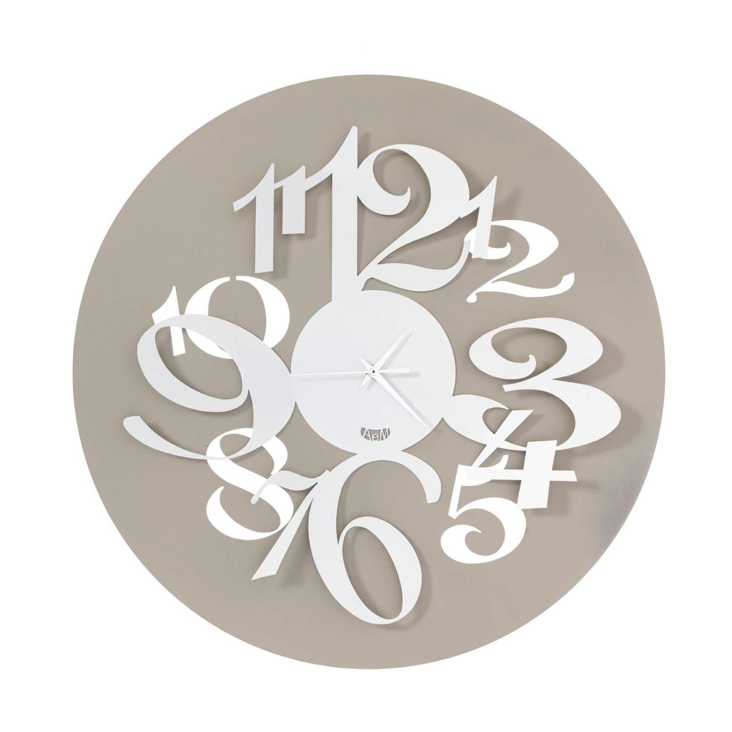 Arti & Mestieri Focus - Orologio da Parete di Design 100% Made in Italy - in Ferro, Diametro 50 cm - Sabbia e Bianco