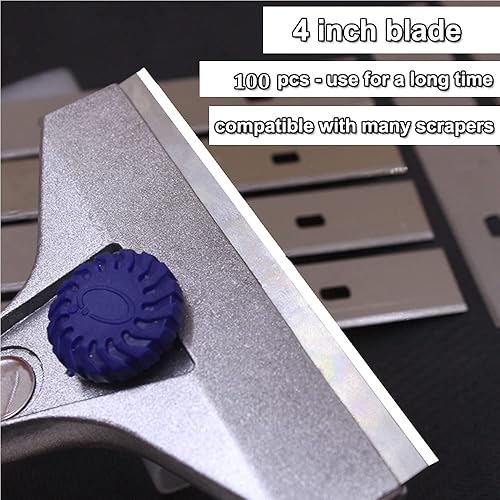 Miniatura 4 de WRAPXPERT Cuchilla raspadora de 4 pulgadas, 100 piezas de repuesto para limpiar la pared de vidrio Ventanas Estufa