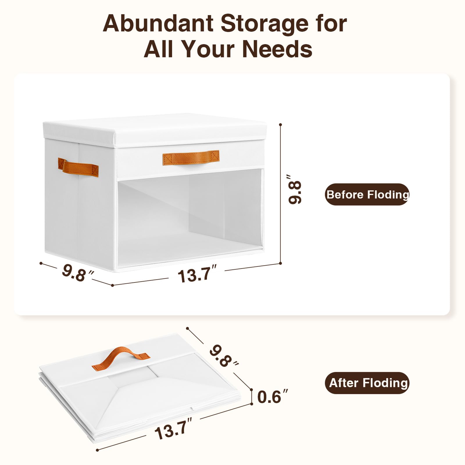 Homsorout Aufbewahrungsboxen mit Deckel Große - Aufbewahrungskorb Stoff Faltbare 4er Set Aufbewahrungsbox mit Transparentem Sichtfenster, 42 x 30 x 28 cm Faltbox für Kleidung, Kleiderschrank, Weiß