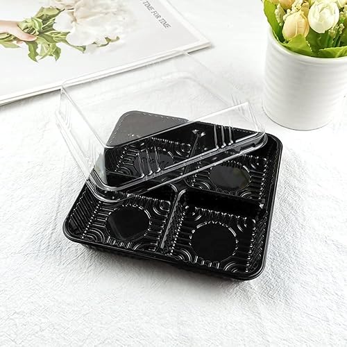 50 juegos de recipientes desechables para pasteles de alimentos con tapas transparentes, cajas de embalaje de pastelería, caja para llevar, 4 cajas