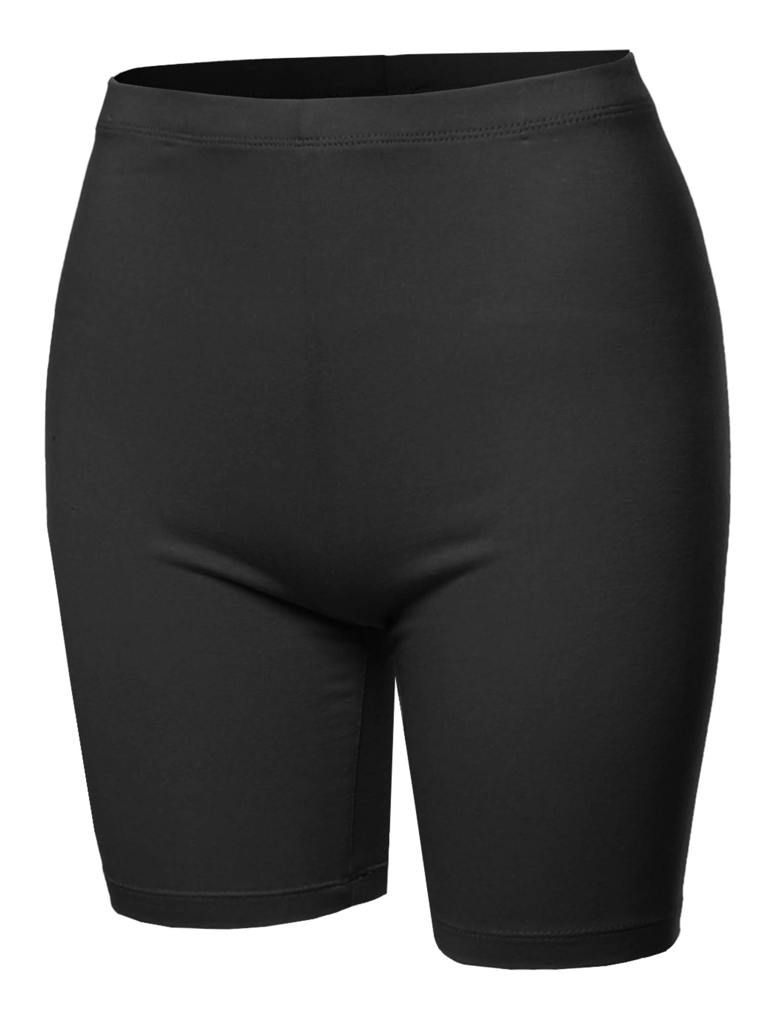 A2YWomen's Basic Solid Premium Cotton Mid Thigh High Rise Biker Bermuda Shorts