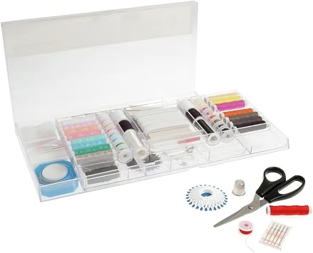 Professional Beginner Essentials Mending Alterations Sewing Kit, 167 Pieces in Clear Plastic Case
