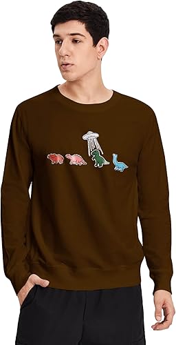 Miniatura 10 de WDIRARA Sudadera de manga larga con estampado de dinosaurio de dibujos animados para hombre