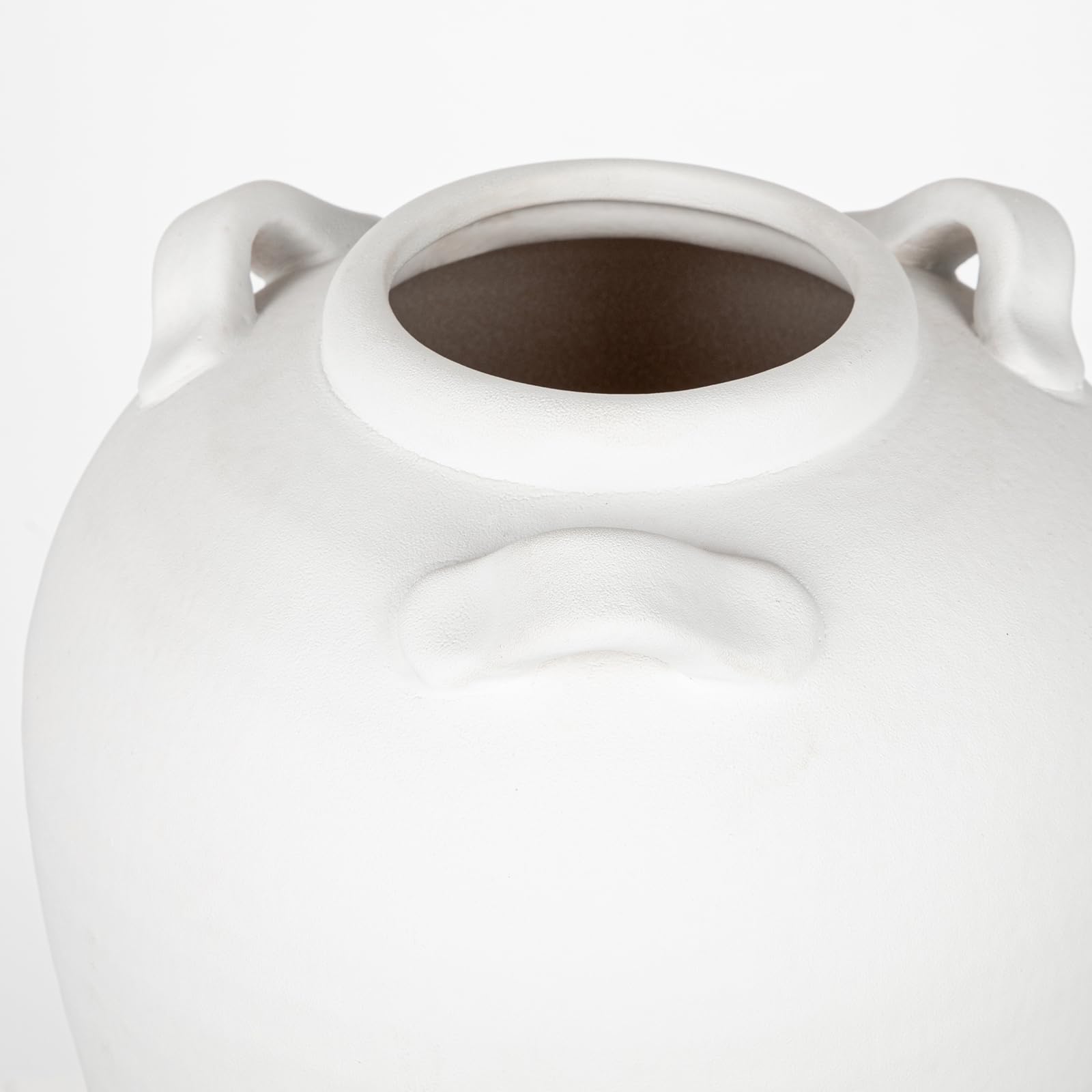 Deko Vase Keramik im Landhausstil – Rustikale Blumenvase für Pampasgras & Trockenblumen, Weiß Vintage Krug Vase mit Griffen, Tischdeko Wohnzimmer Bauernhaus Deko, 28,5 cm