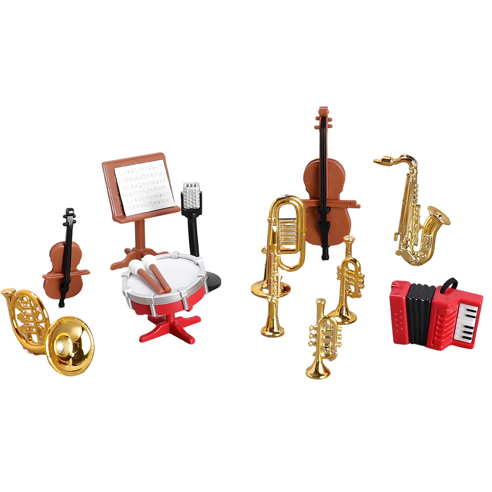 Ljmyy Miniature Doll House Musical Instrument Set Including Accordion And Saxophone Drum Model Figure For Creative Play