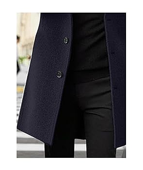 SOMTHRON Men's Casual Trench Coat Notched Lapel Mid Length