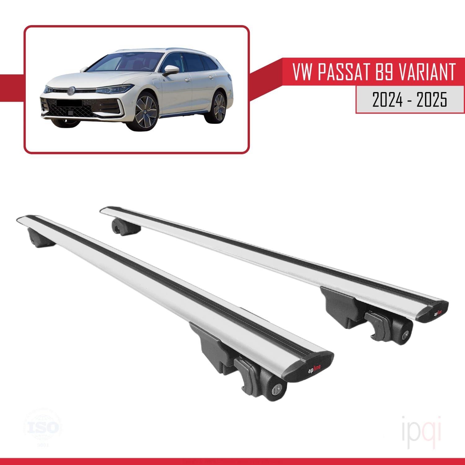 Pasuje do VW Passat B9 Variant 2024-2025 HOOK Model Dach Bagażnik Samochodowy Bagażnik Samochodowy Szary Aluminiowy 2 Bary
