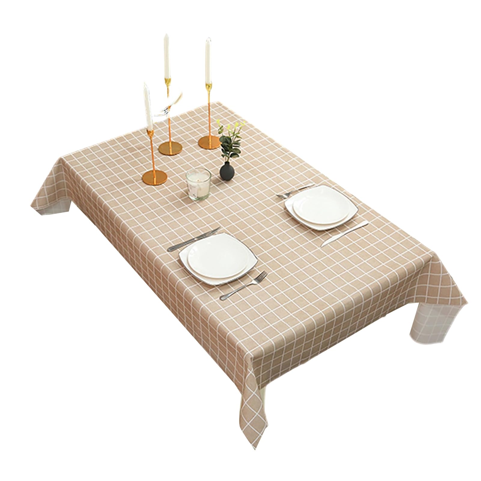 bayicie Rectangular Tablecloth, Plastic Plaid Tablecloth, Waterproof Stain-Resistant Table Cover for Dining Table Outdoor Picnic Camping