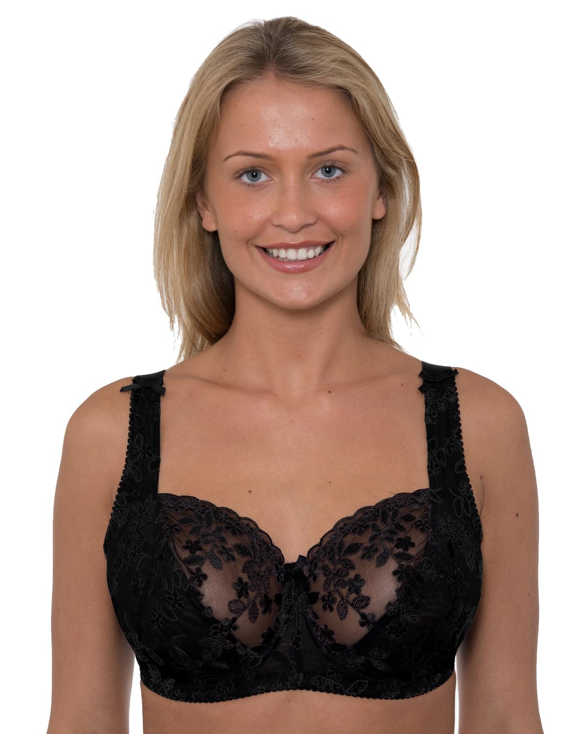 GEMM Floral Embroidered Bra LG900 Plain Black 40F