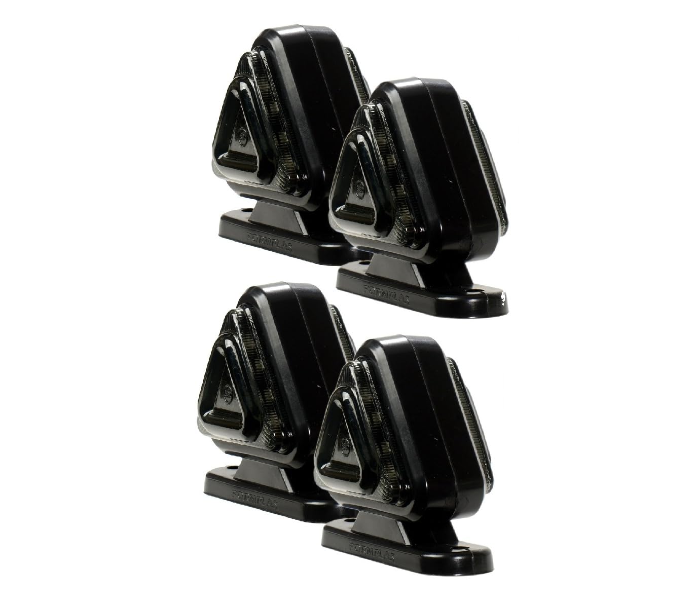 Generico 4 Luci di Ingombro LED 12V 24V Bianco Rosso Lente Fume Fanali Laterali Forma Triangolo in Gomma Per Carro Rimorchio Furgone Camper Trattore