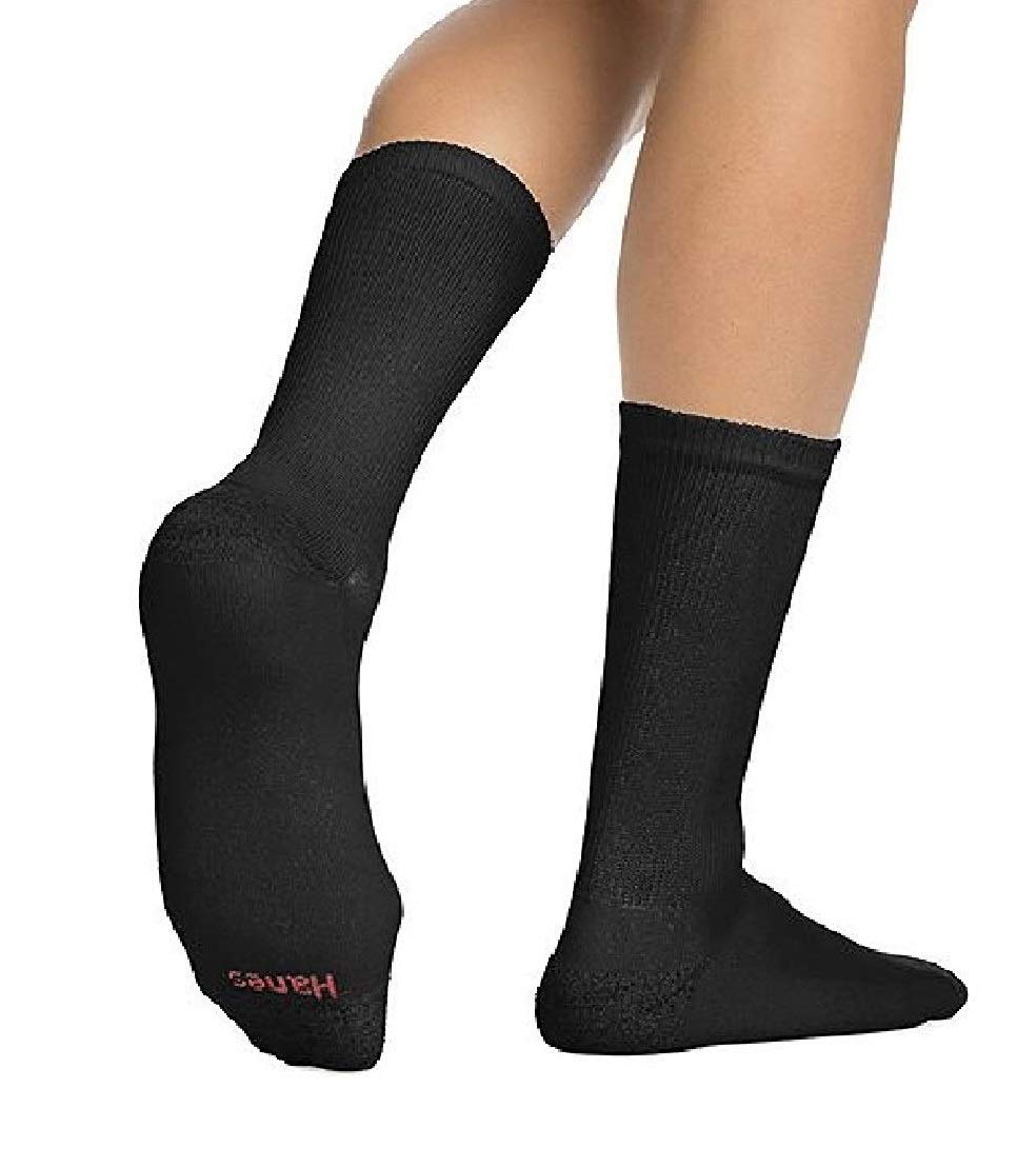 Men's Cushion Crew Socks (10-13 / Shoe: 6-12, Black & Grey) (10-13 / Shoe: 6-12, Black)