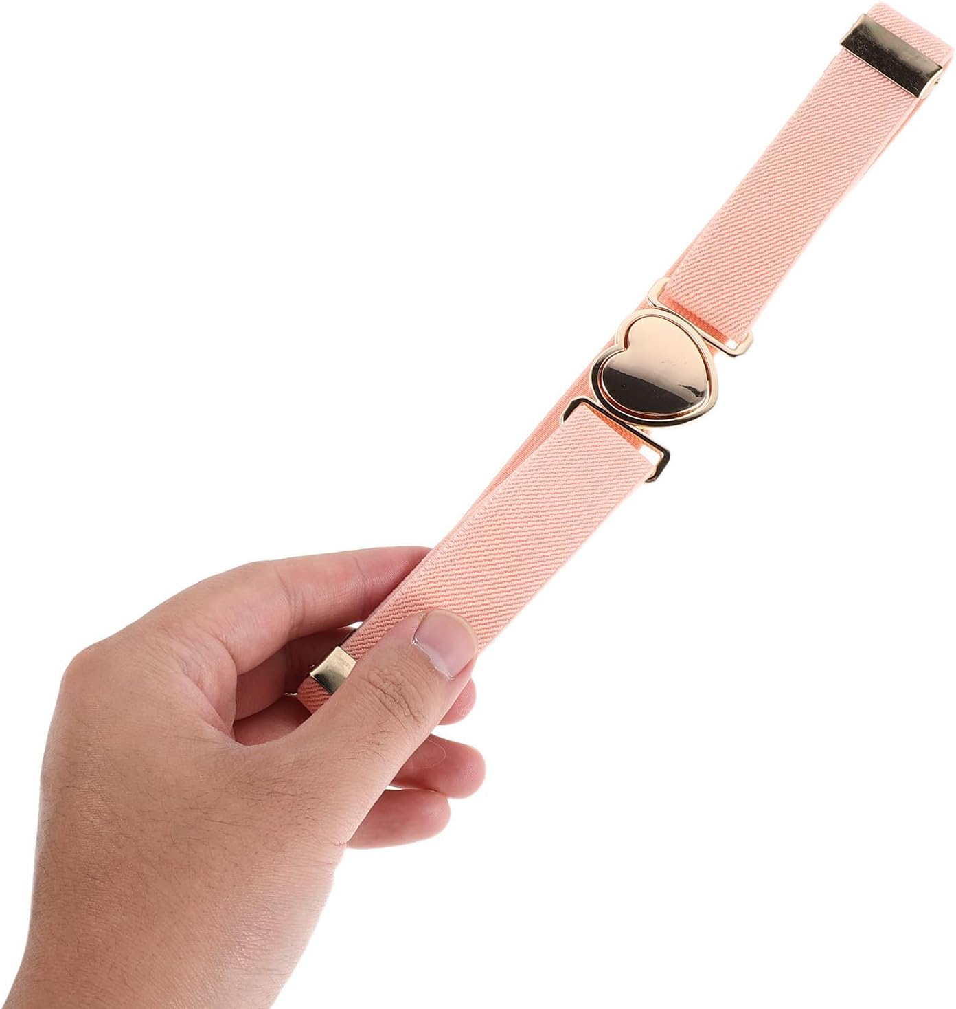 ORFOFE 2pcs Pink Elastic Girl Belt with Heart Buckle, Adjustable Lightweight Waistband, Comfortable Stretch Design for Flower Girl Dresses and Everyday Wear