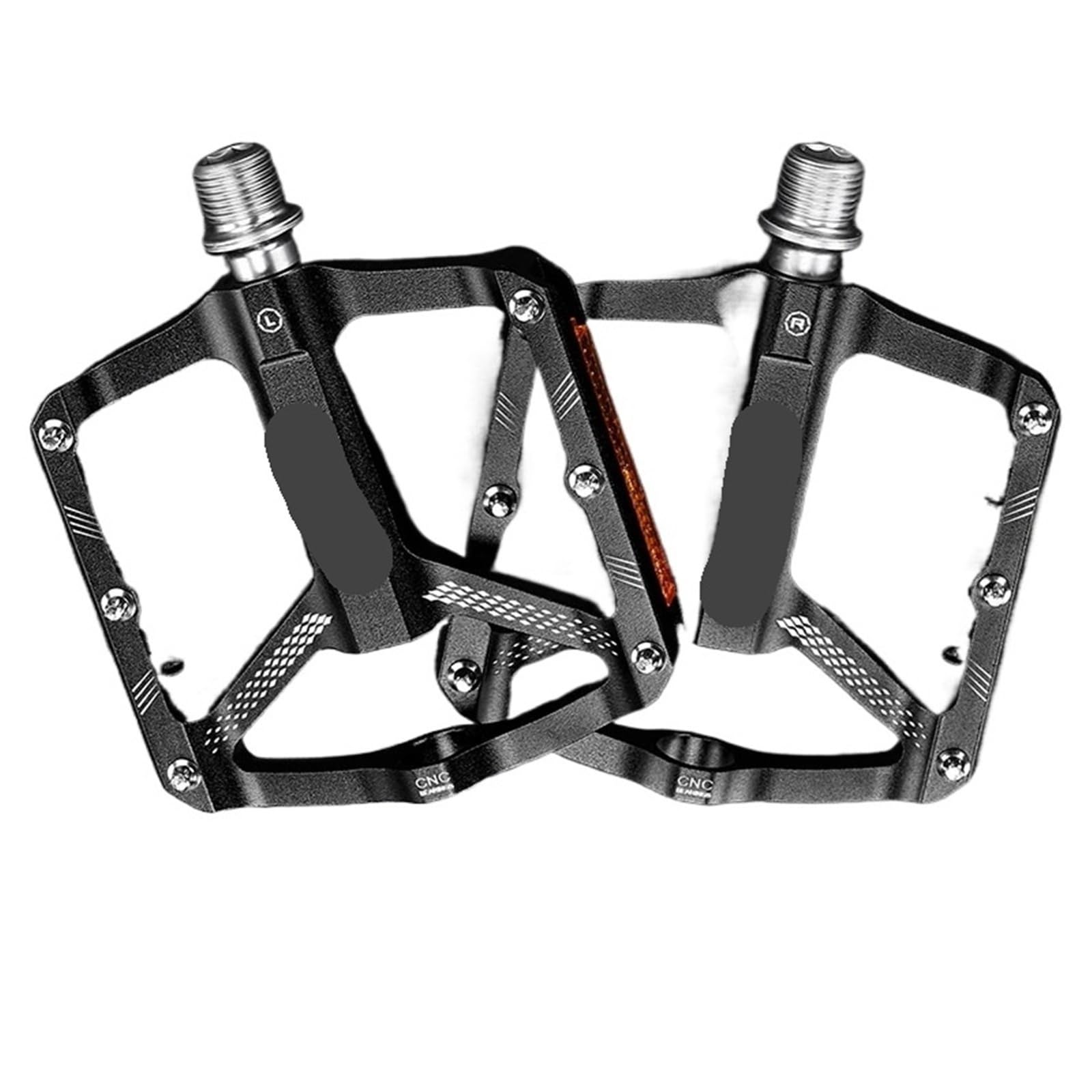 Kompatibel mit reflektierenden CNC-3-Lager-Pedalen | CNC-Aluminium, reflektierende Streifen, rutschfeste MTB-/Straßenfläche