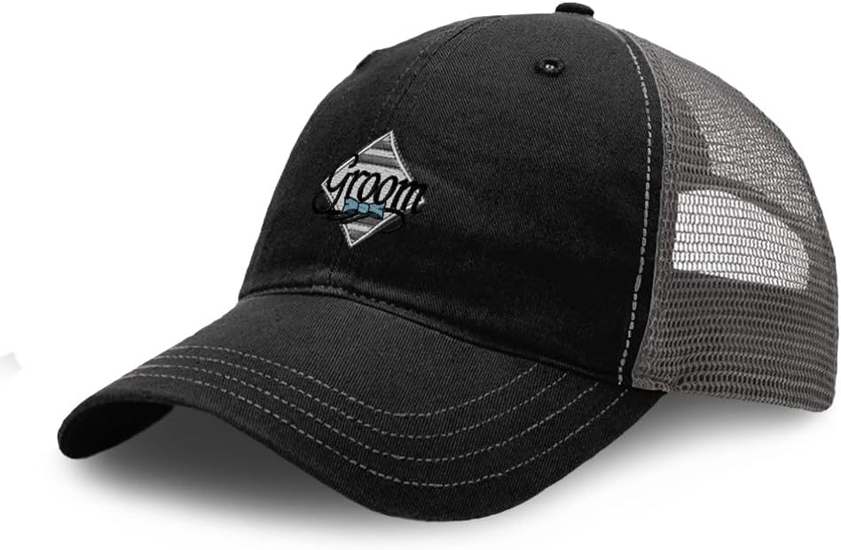 Richardson Soft Mesh Cap Hat Embroidered Wedding Groom Logo Embroidery Trucker Hats for Men & Women Cotton