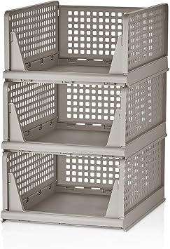 Deconox 3 Pieces Sliding Shelf Dress In-Cabinet Organizer, Stackable Unit for Kitchen, Bathroom, Children's Room, Garage and Storage, Sliding Shelf In-Cabinet Clothing, Home Accessory Organizer (SOIL)
