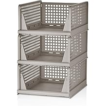 Deconox 3 Pieces Sliding Shelf Dress In-Cabinet Organizer, Stackable Unit for Kitchen, Bathroom, Children's Room, Garage and Storage, Sliding Shelf In-Cabinet Clothing, Home Accessory Organizer (SOIL)