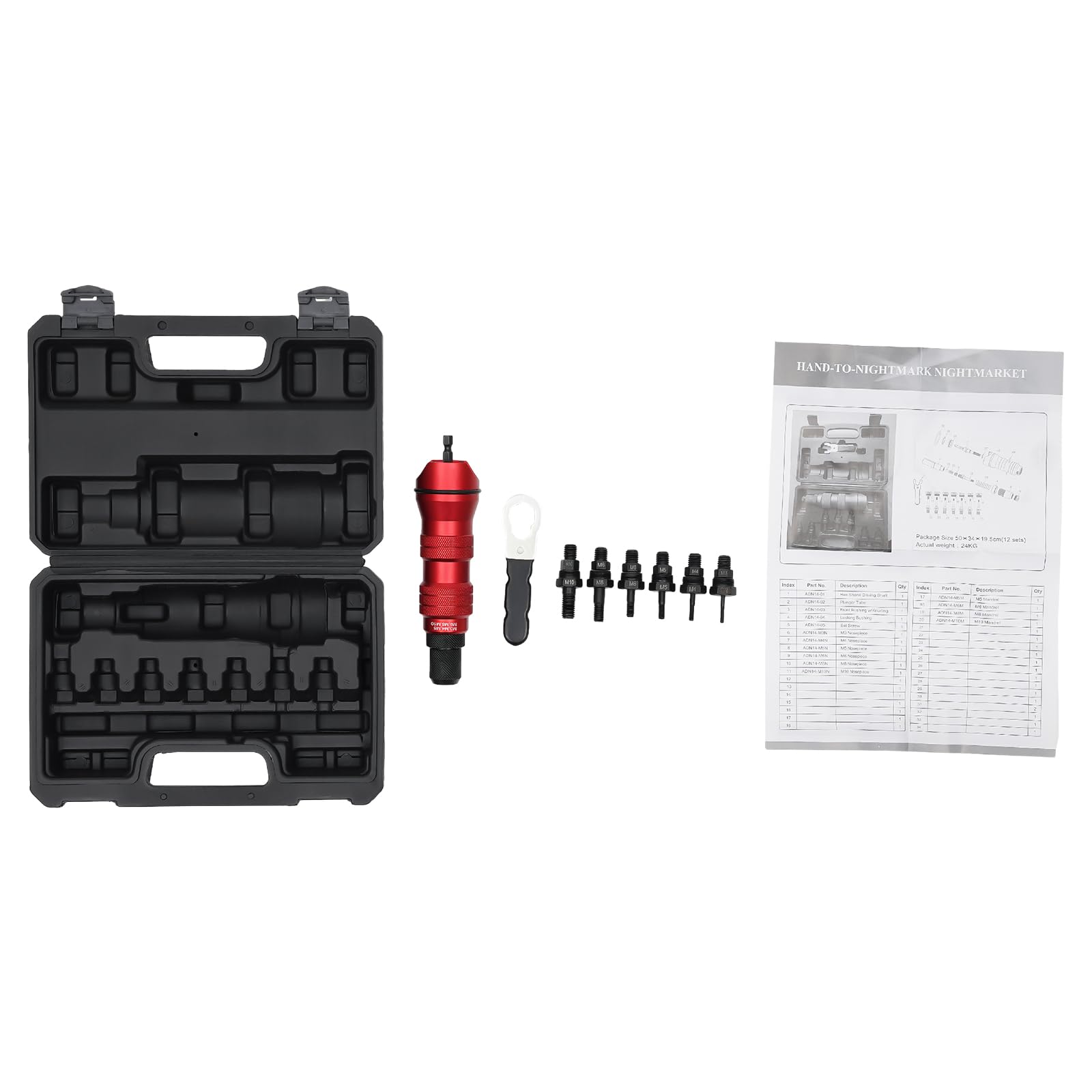 Rivetto professionale, rivettatore elettrico, rivetto per avvitatore a batteria o trapano, pinza per rivetti elettrici, adattatore/rivetto/rivetto/driver