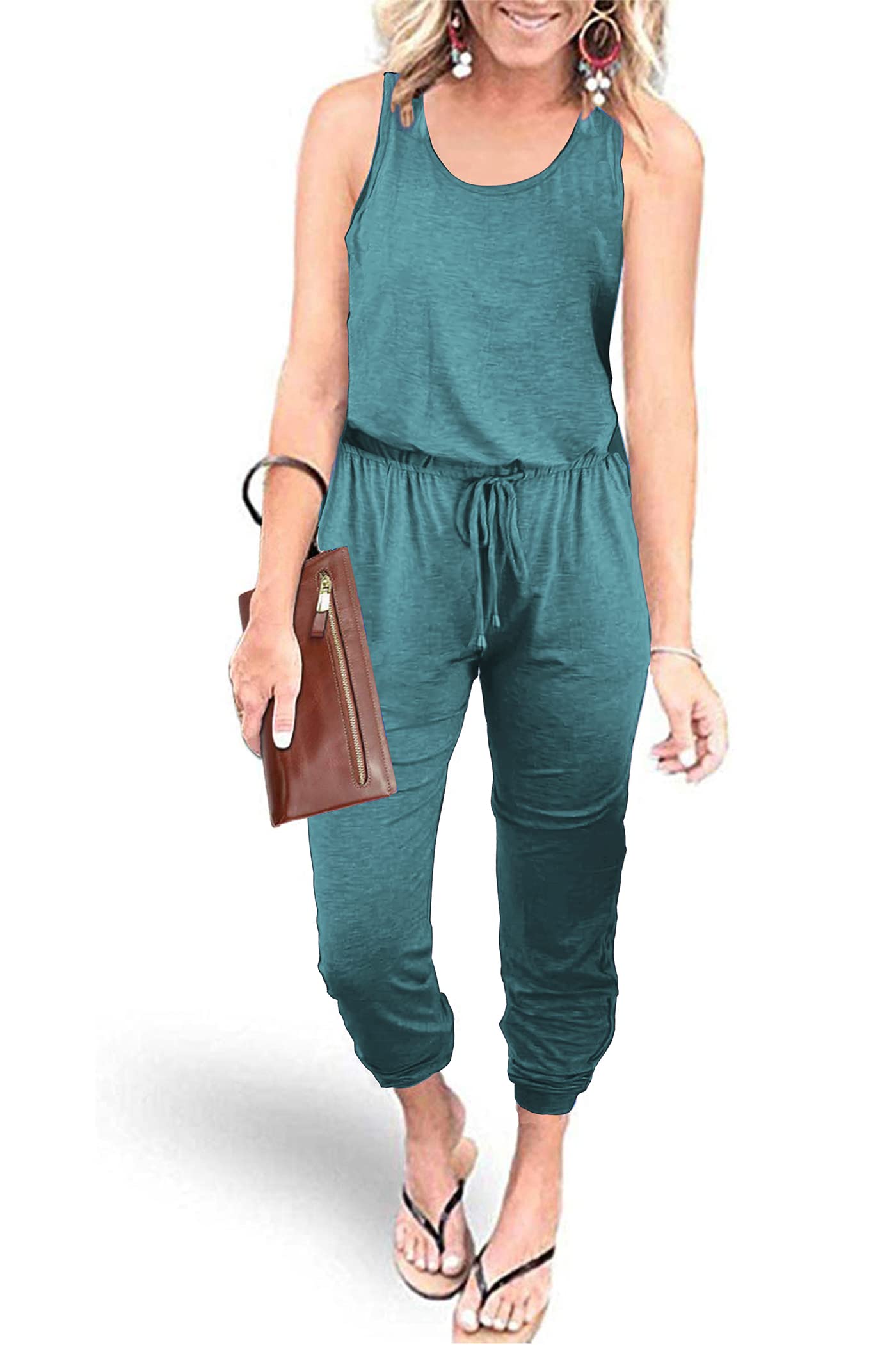 PRETTYGARDEN Womens Jumpsuit Casual Summer Romper 2026 Sleeveless Tank Lounge Cruise Airport Outfits Vacation Spring Clothes