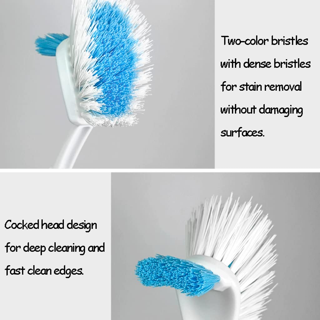 Moderno cepillo de inodoro de doble cara con soporte, herramienta de limpieza de plástico azul sin esfuerzo, fácil de ocultar, suministros de baño esenciales para el saneamiento del hogar