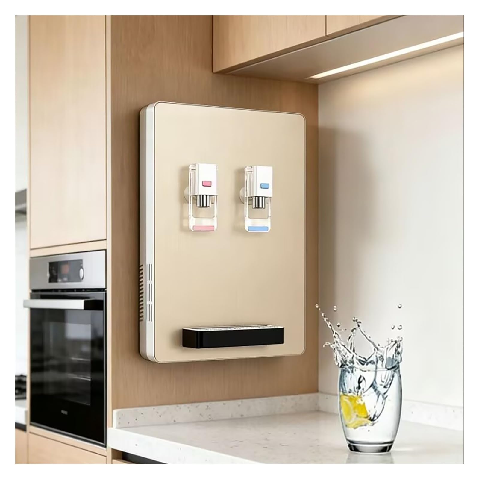 Distributeur Eau Raccordement Au Réseau d'eau Mural Alimenté, Fontaine Eau Autonome Alimenté par Le Réseau, Température Réglable sur 2 Segments, Fontaine À Boire Commerciale, pour Petites Entreprises