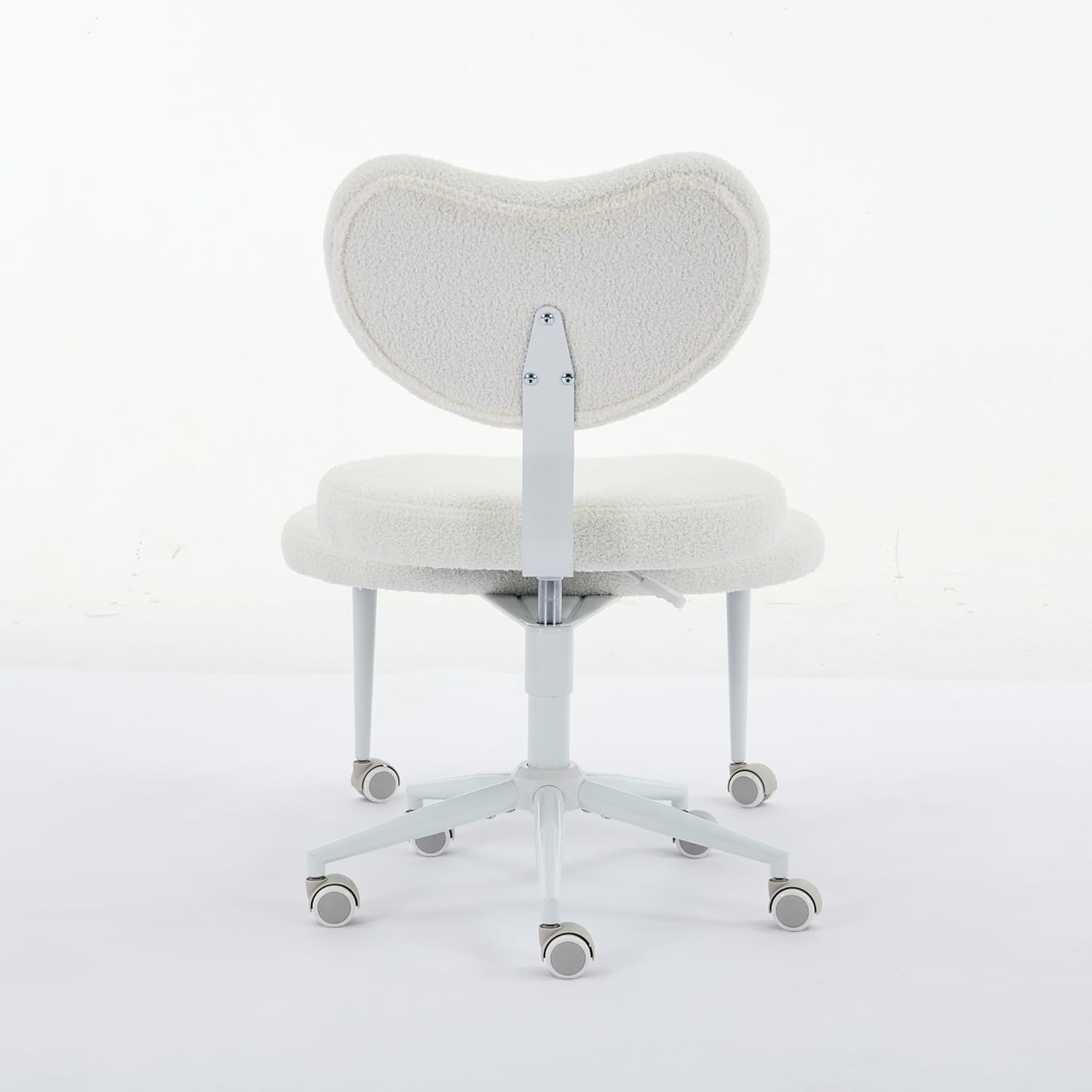 Cross Legged Office Chair with Wheels–360°Swivel Meditation Chair, Adjustable Height Yoga Office Chair for Adults, Ergonomic Kneeling Chair with Back Support for ADHD,Teddy Fabric Ivory