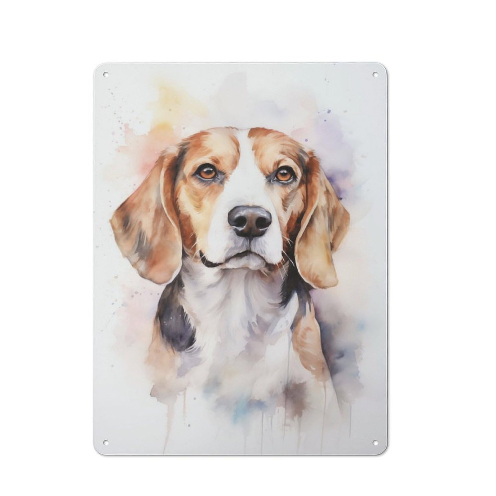 Junmoney Watercolor Beagle Dog Retro-Style Metal Sign 40X30cm For Studio Or Craft Room, Gift For Studio Decor Lovers During The Christmas Season