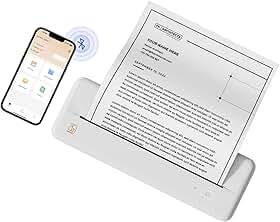 HPRT Impressora portátil sem fio – Impressora térmica Bluetooth para viagens, escritório móvel, escola, casa, compatível com iOS Android, branca