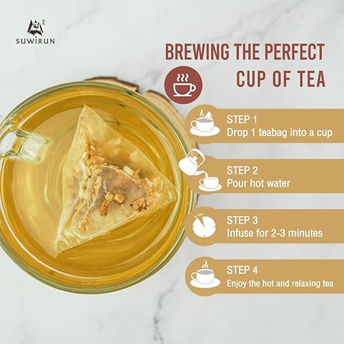 Miniatura 7 de Suwirun Té orgánico de citronela y jengibre, 25 bolsas, producto de Tailandia, té de hierbas cálido y calmante, sin cafeína, sin calorías,