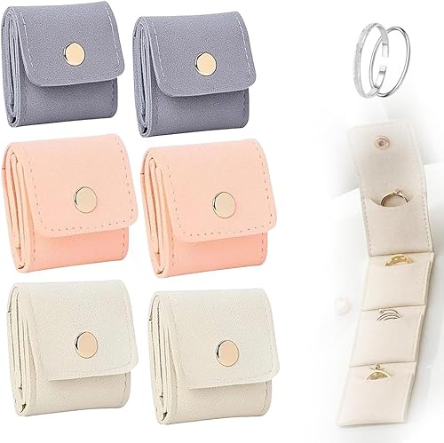 Mini bolsa de joyería de viaje, portátil, plegable, mini bolsa de viaje con hebilla, pequeña caja de joyería para artículos esenciales de viaje,