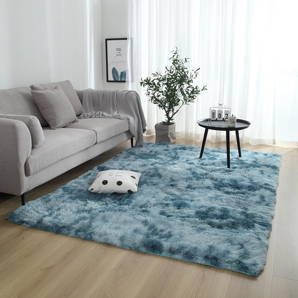 Tapis de sol shaggy bleu foncé 200x280 cm pour le salon moderne