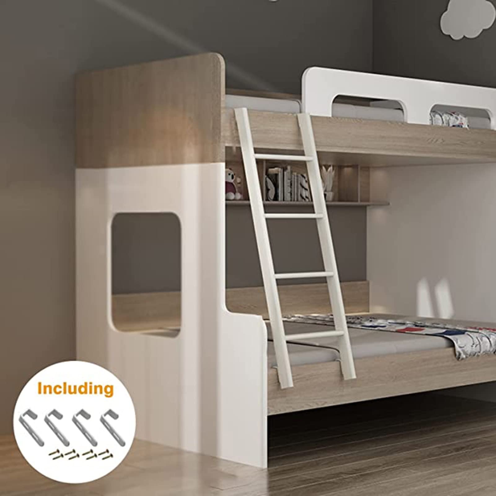 échelle de lit Échelle Superposée en Fer pour Camping-car Avec Crochets, Échelle de Lit Superposé Réglable Uniquement pour les Espaces Étroits, Échelles Lits Superposés pour Dortoirs et Maisons ( Colo