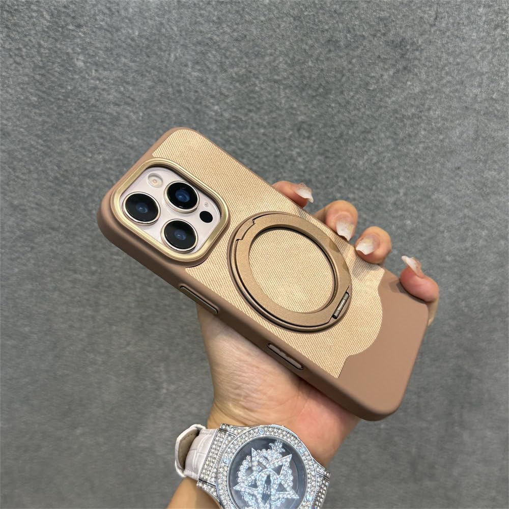 Magnetyczny obrotowy uchwyt 360° matowy pokrowiec do iPhone'a 17 16 15 14 13 Pro Max 17 Air z ładowaniem bezprzewodowym, odporny na wstrząsy, szary, do iPhone'a 17 Pro