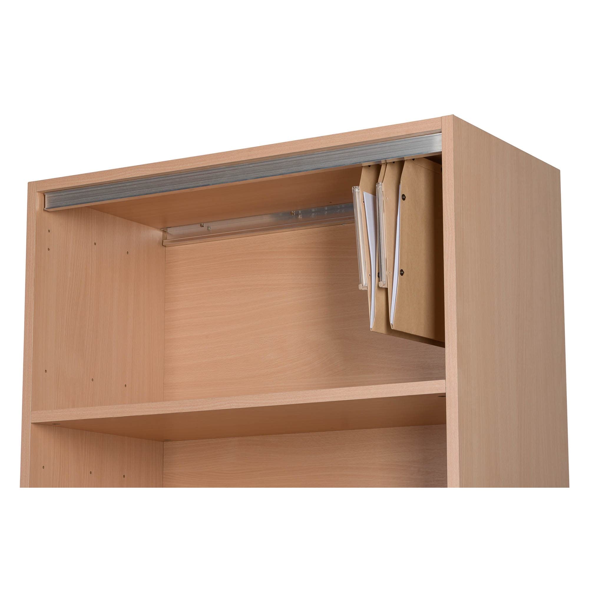 Juego de 2 rieles de 76 cm, soporte para carpetas colgantes (carpetas colgantes no incluidas), de aluminio para atornillar bajo estante de madera