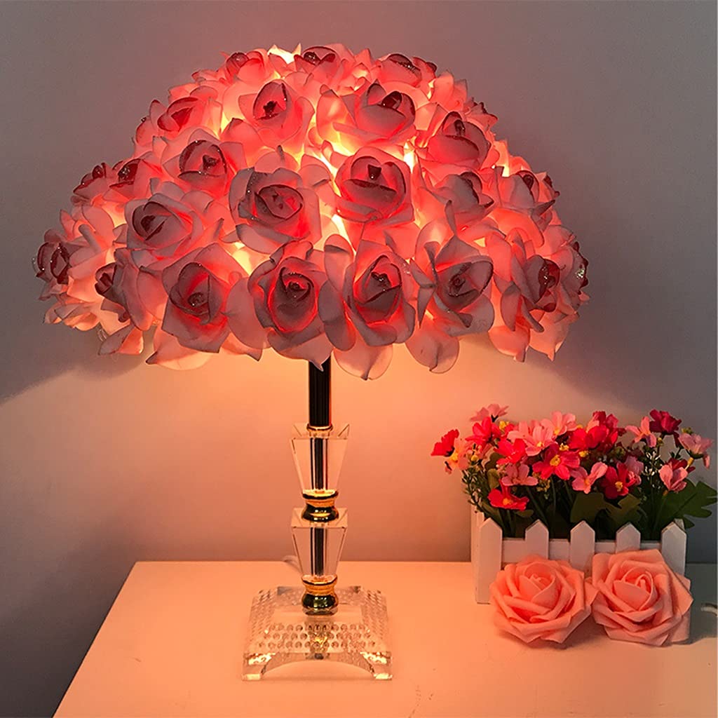 Lámpara de mesa Lampada da tavolo in cristallo decorazione flower lampada da comodino lampada da comodino in metallo lampade da comodo adatta for soggiorno artigianato e regali dormitorio y sala de es