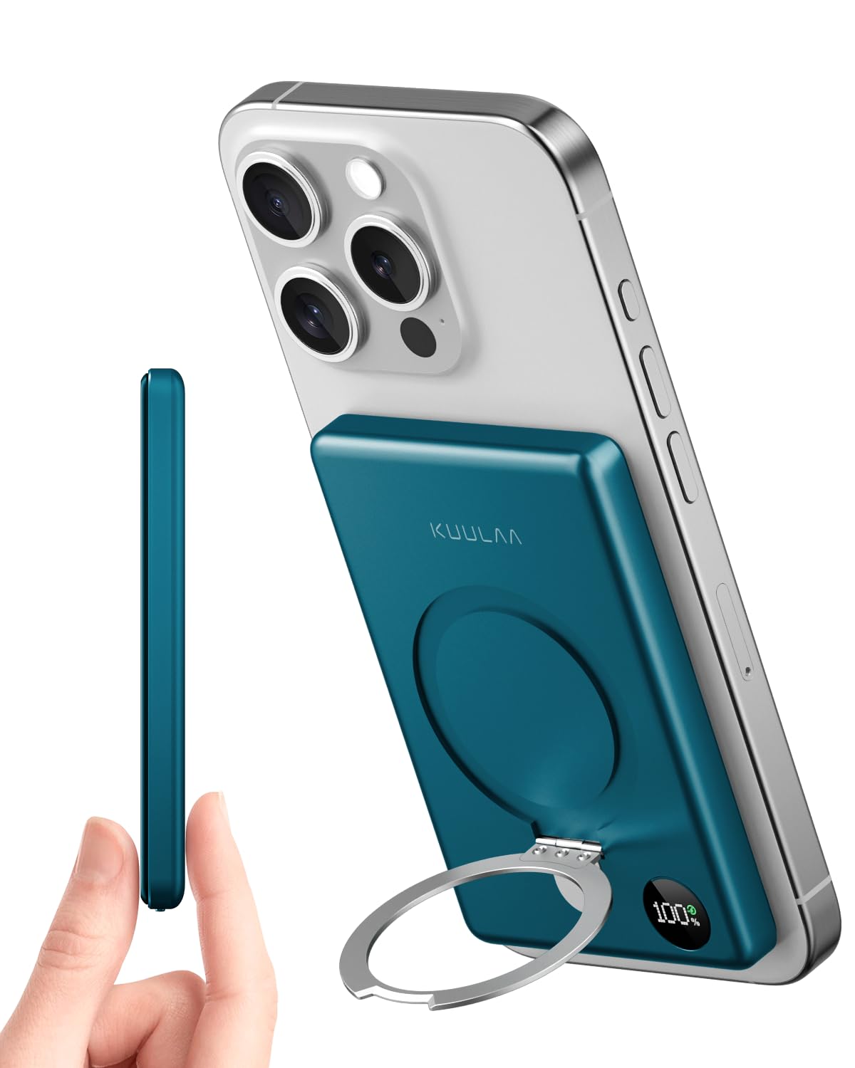Power Bank 10000mAh,KUULAA Mag Safe Caricatore Portatile Magnetico Wireless con LED Display 20W PD Ricarica Rapida Batteria Esterna per iPhone 15 14 13 12 Pro Max (Verde)