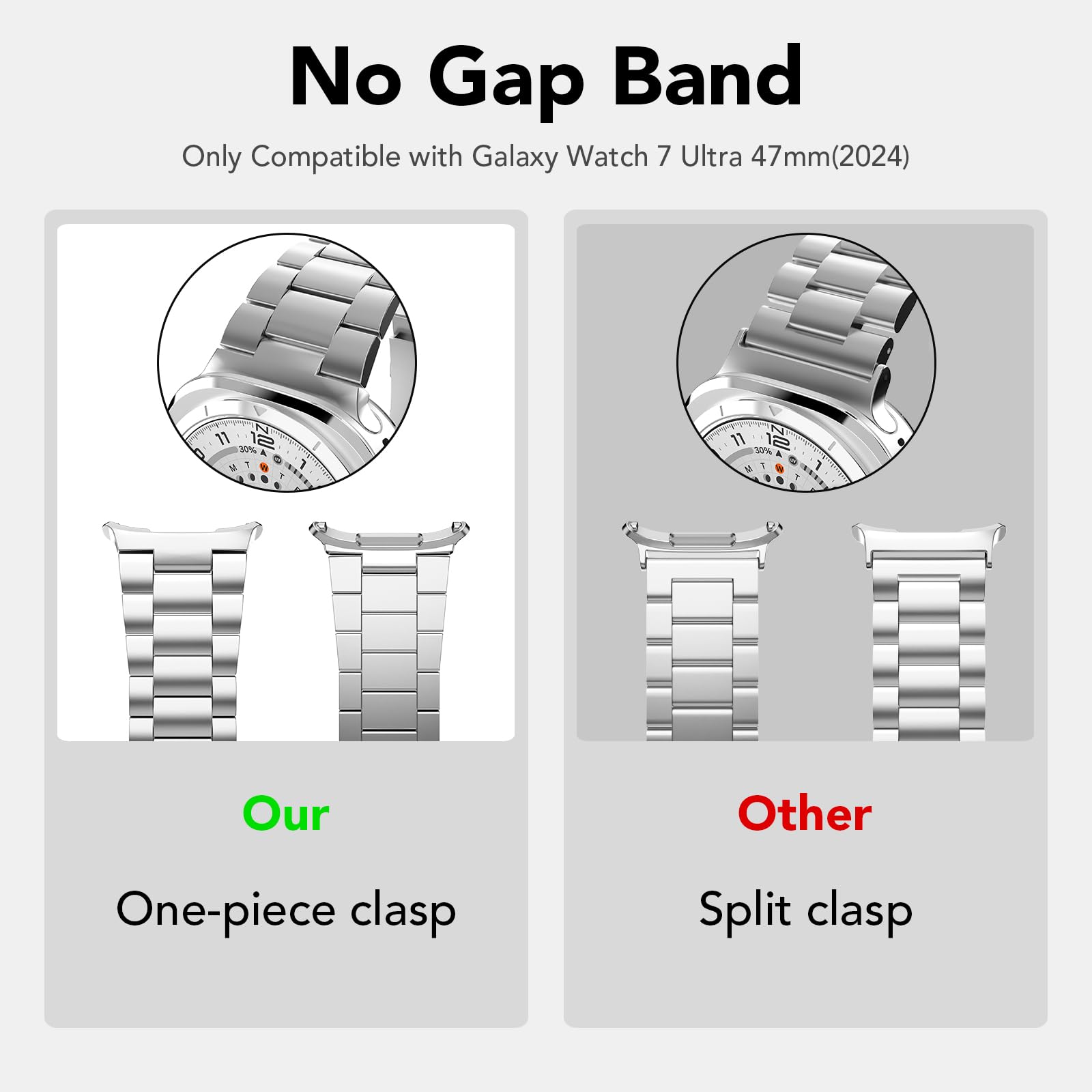 SPGUARD Cinturino Compatibile con Samsung Galaxy Watch Ultra 47mm (2024) Banda Bracciale Metallo Donne Uomini,NON per Galaxy Watch 7 6 5 4 Banda 40mm 44mm 45mm/Watch 6 4 Classic 42mm 46mm 43mm 47mm