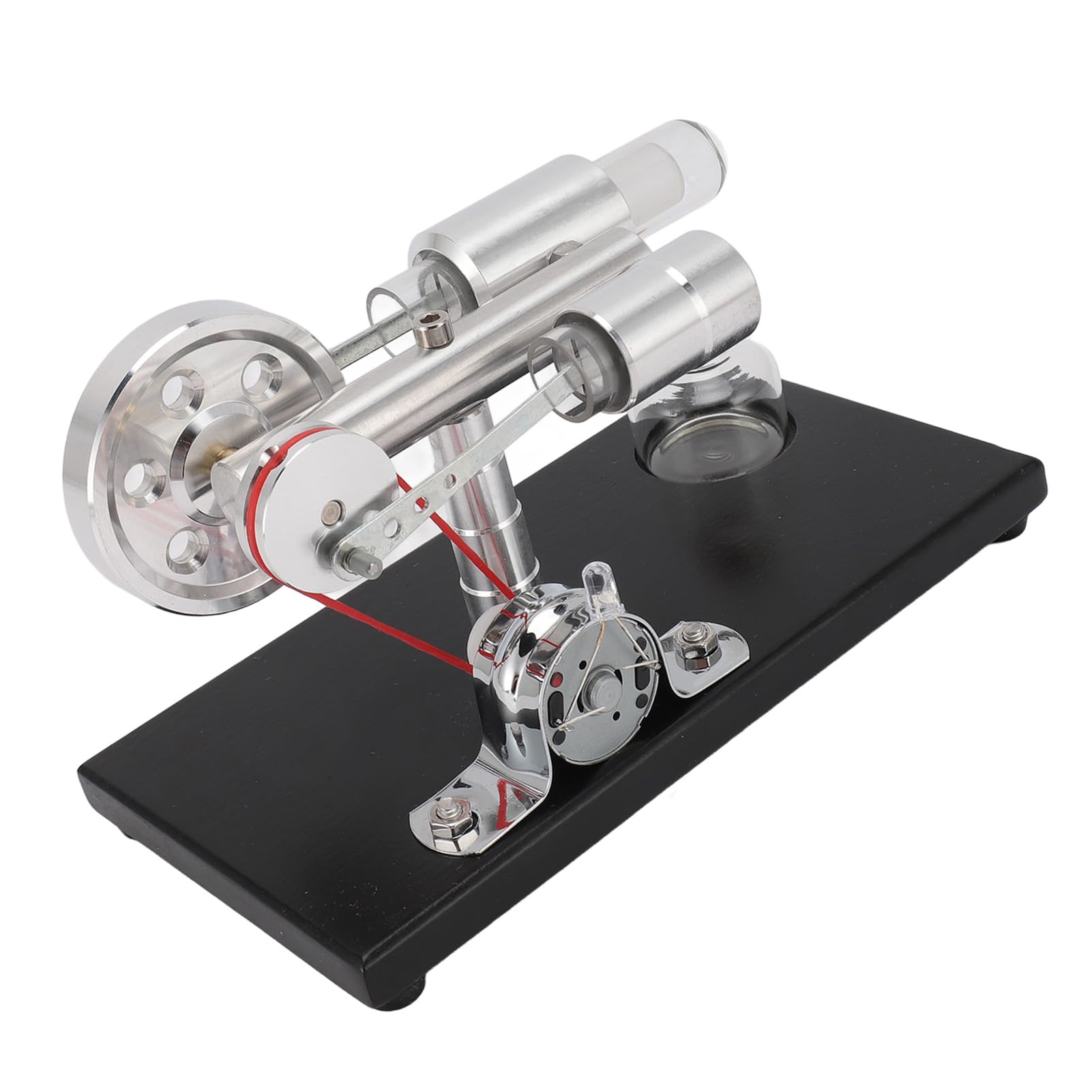 Modello di Motore Sterling Generatore di Energia Elettrica a Luce LED Colorata per Giocattoli Educativi Materiale Piastra di Base CNC Lega di Alluminio Vetro Legno di Pino