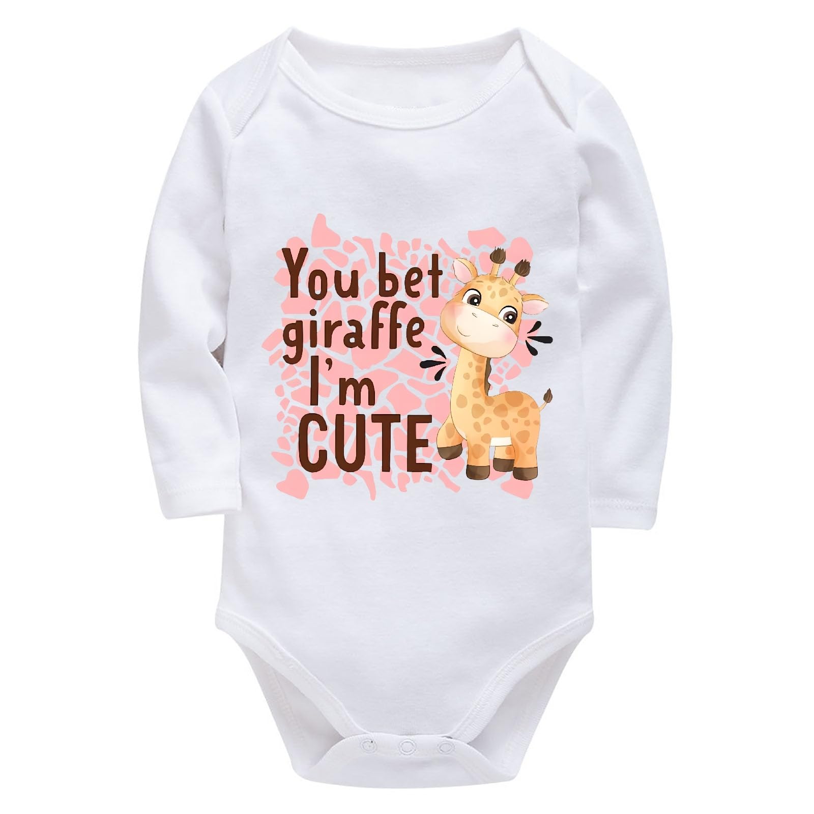 WOOYONGING You Bet Giraffe I'm Cute New Born Boy Clothes Long Sleeve Neutral Newborn Outfit White Baby Girl Romper 12 Month