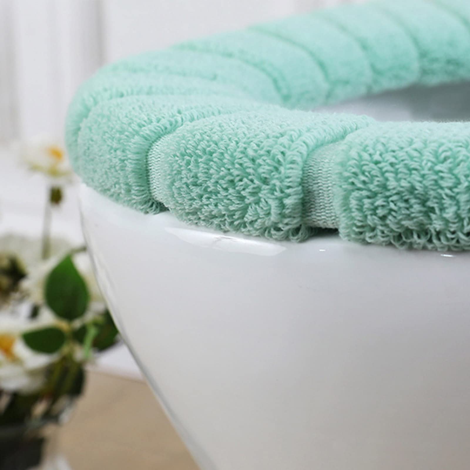 4 Piezas Funda de Asiento Lavable para Inodoro Tapa de Inodoro Almohadillas Fundas de Asiento de Inodoro Cálidas Elástica Cojín de Asiento de Inodoro Acolchado para Baño, Suaves y Cálidas