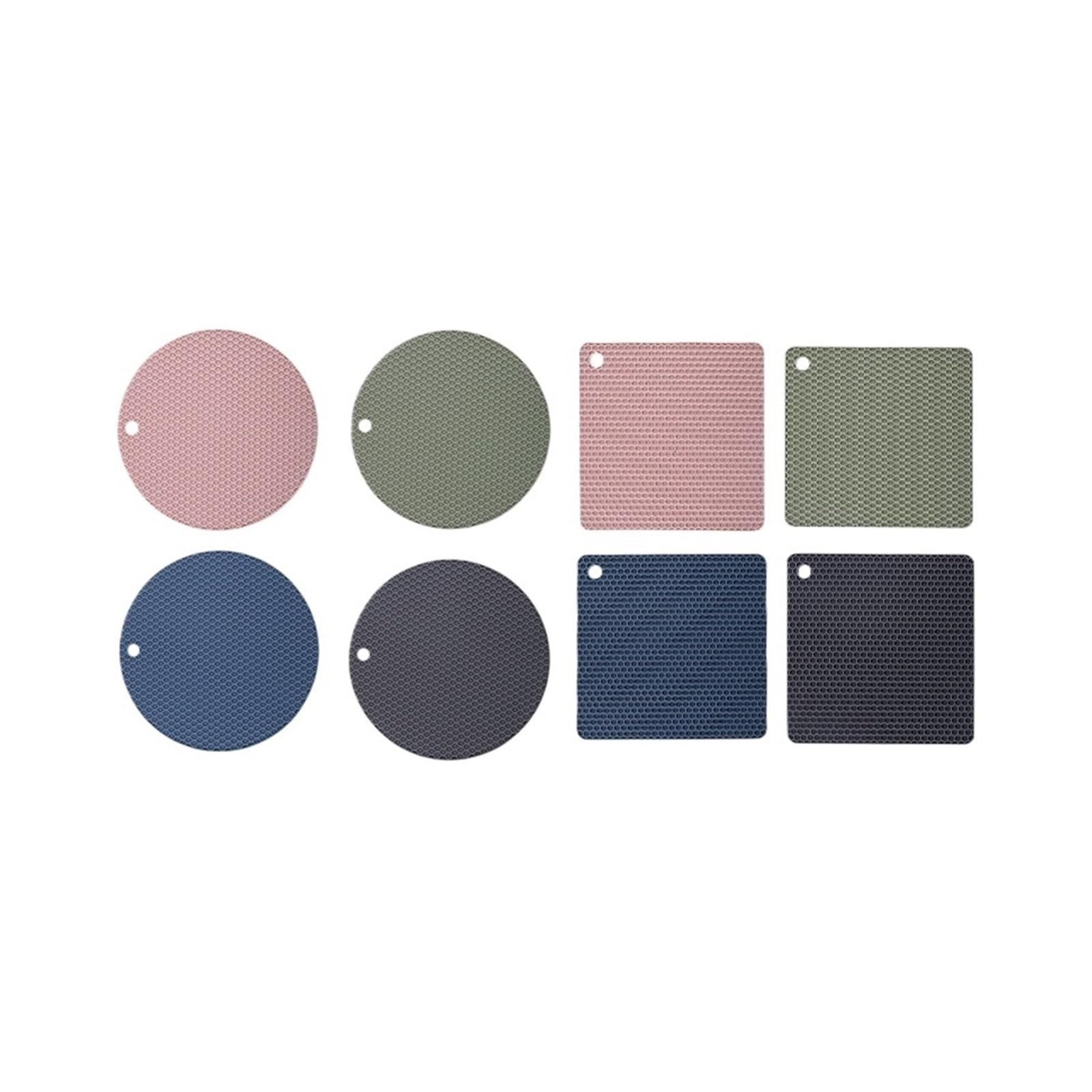 8PCS Multifunction Heat Resistant Silicone Mat Drink Cup Coasters Nonslip Pads Pot Holder Table Placemat Kitchen Accessories For Kitche